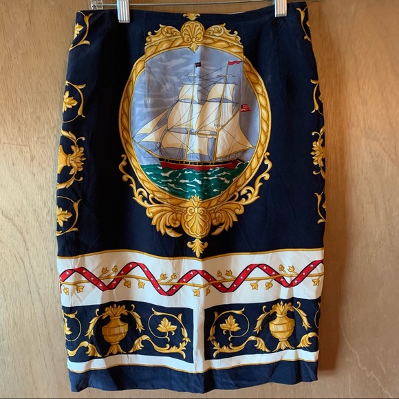 VTG SILK NAUTICAL SKIRT - Picture 3 of 5